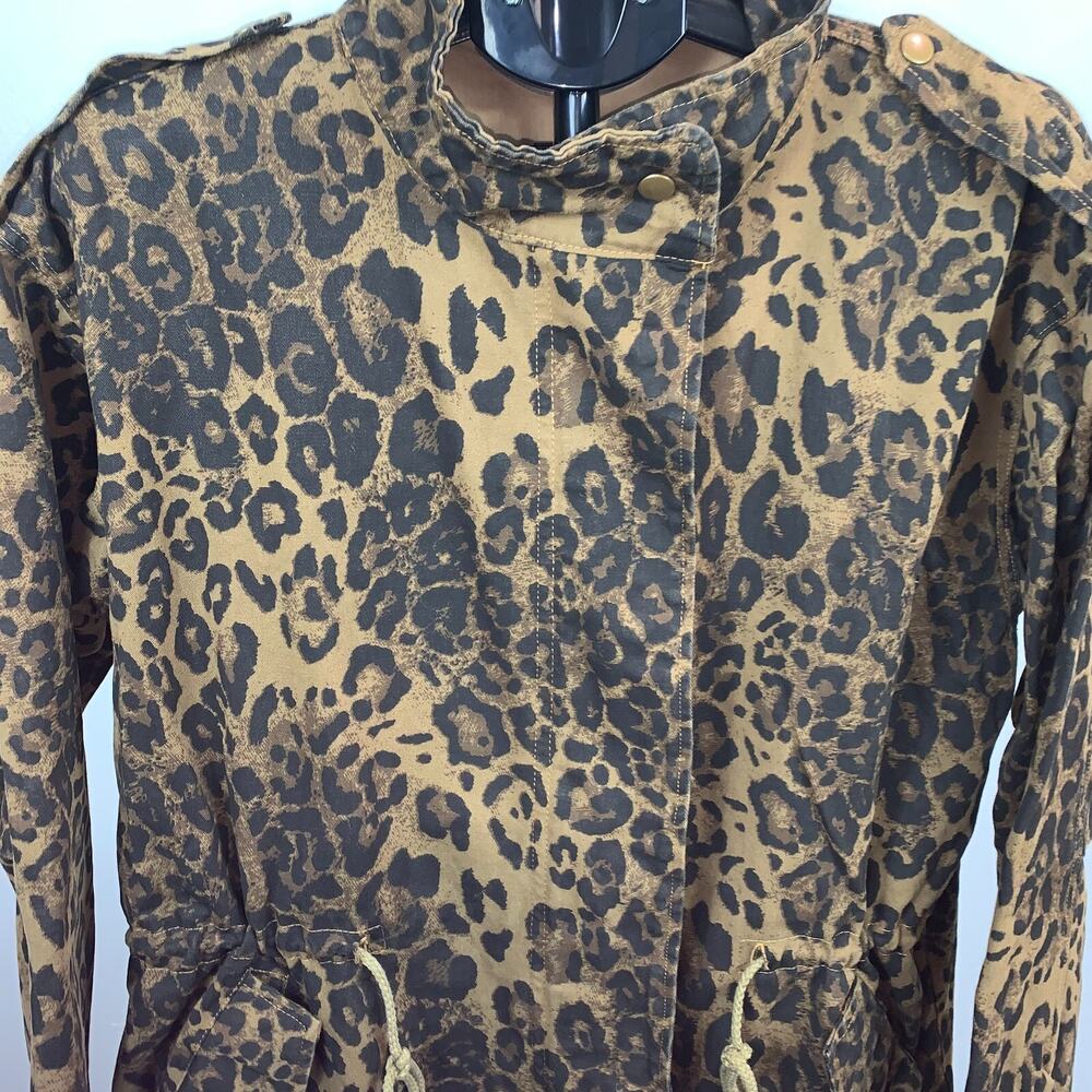 Oddy Leopard Print Jacket Women's 1x/2x Zip Drawstring - Picture 3 of 11